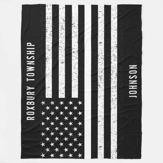 Amerikaanse vlag Thin White Line Disted Name (Hand Fleece Deken (Voorkant)