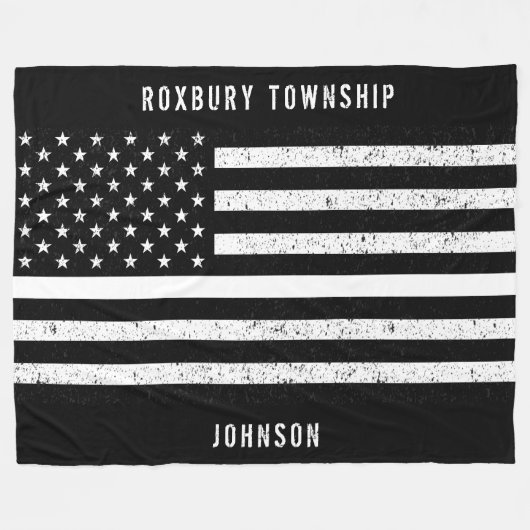 Amerikaanse vlag Thin White Line Disted Name (Hand Fleece Deken (Voorkant (Horizontaal))