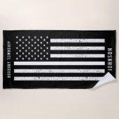 Amerikaanse vlag Thin White Line Disted Name (Hand Strandlaken (Voorkant)