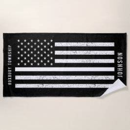 Amerikaanse vlag Thin White Line Disted Name (Hand Strandlaken