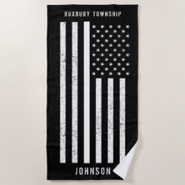 Amerikaanse vlag Thin White Line Disted Name (Hand Strandlaken