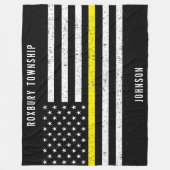 Amerikaanse vlag Thin Yellow Line Distance Name Fleece Deken (Voorkant)