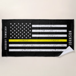 Amerikaanse vlag Thin Yellow Line Distance Name Strandlaken