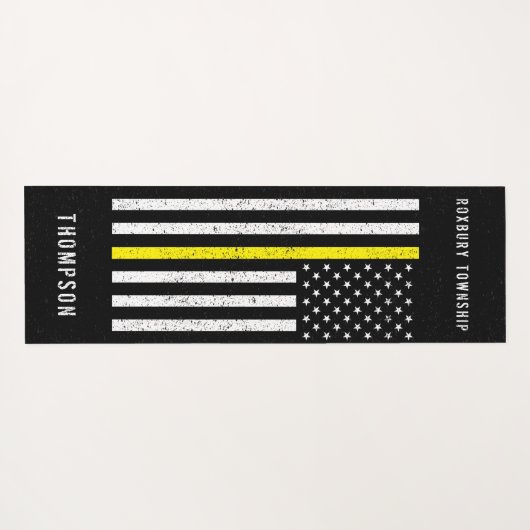 Amerikaanse vlag Thin Yellow Line Distance Name Yogamat (Achterkant (horizontaal))