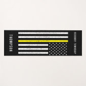 Amerikaanse vlag Thin Yellow Line Distance Name Yogamat (Voorkant (horizontaal))