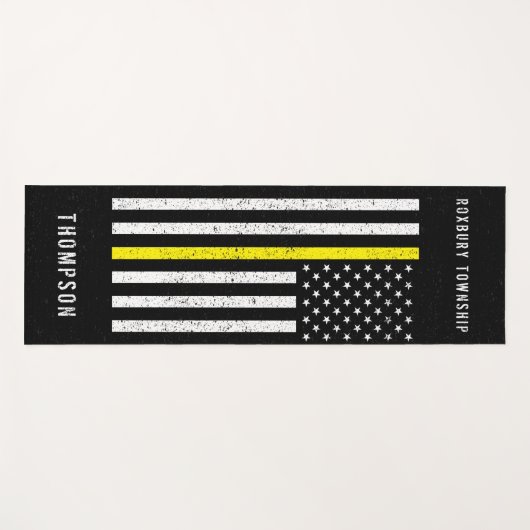 Amerikaanse vlag Thin Yellow Line Distance Name Yogamat (Voorkant (horizontaal))
