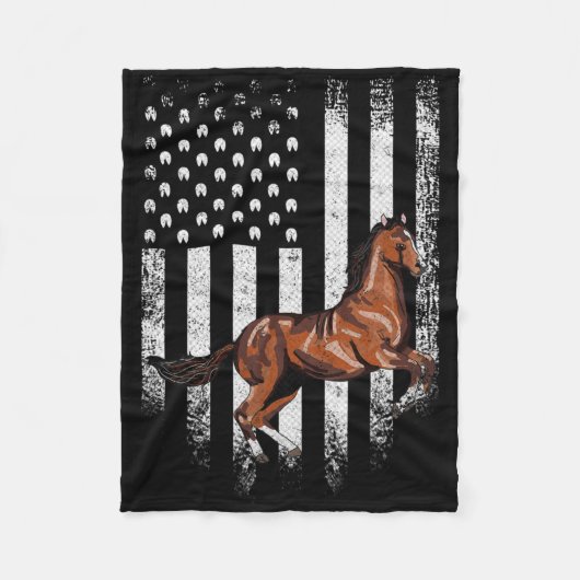 Amerikaanse vlag Thoroughbred Horseb Fleece Deken (Voorkant)