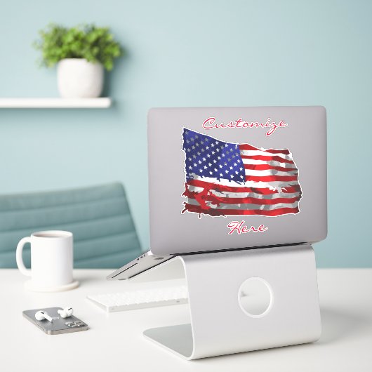  Amerikaanse vlag Thunder_Cove Sticker (Laptop op bureau)