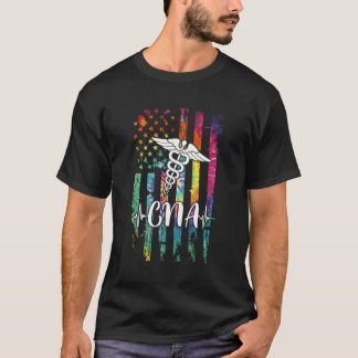 Amerikaanse vlag Tie Dye Cna Costume Nurse Day Nur T-shirt