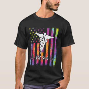 Amerikaanse Vlag Tie Dye ER Tech Kostuum Verpleegs T-shirt
