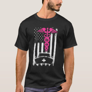 Amerikaanse Vlag Tie Dye Kostuum Verpleegster Dag T-shirt