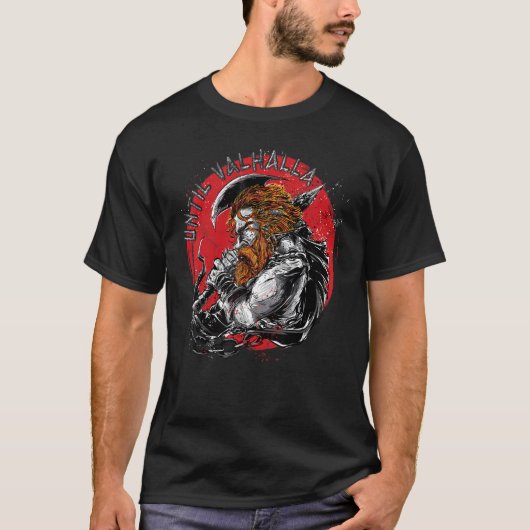 Amerikaanse vlag 'Til Valhalla Viking Warrior Viki T-shirt (Voorkant)