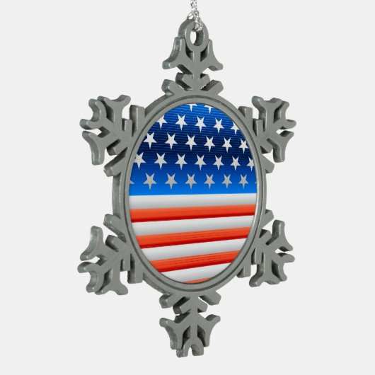 Amerikaanse vlag tin sneeuwvlok ornament (Links)