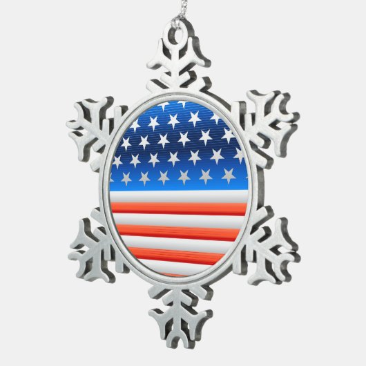 Amerikaanse vlag tin sneeuwvlok ornament (Rechts)