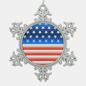 Amerikaanse vlag tin sneeuwvlok ornament (Voorkant)