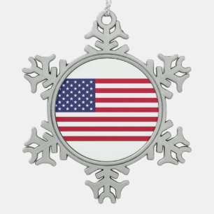 Amerikaanse vlag tin sneeuwvlok ornament