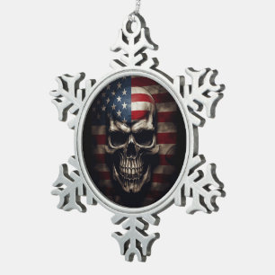 Amerikaanse vlag tin sneeuwvlok ornament