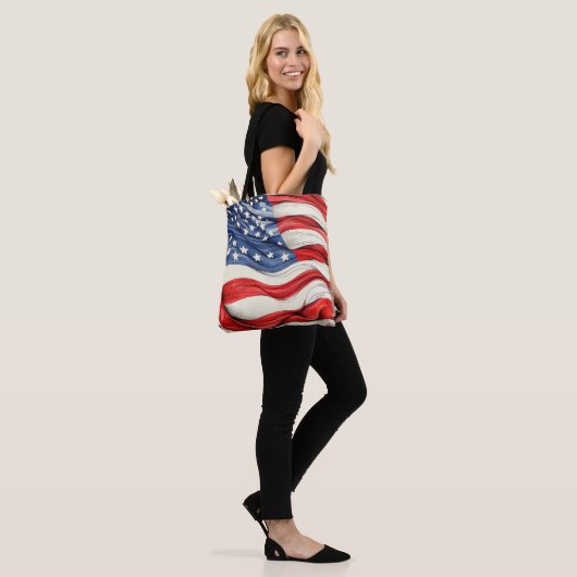 Amerikaanse vlag tote bag (Op model)