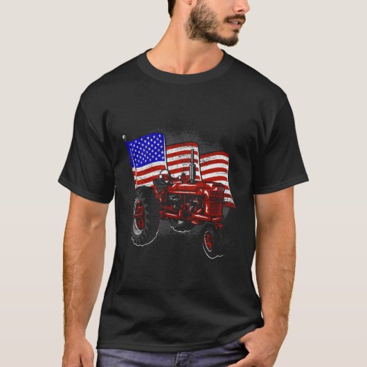 Amerikaanse vlag tractor boer t-shirt (Voorkant)