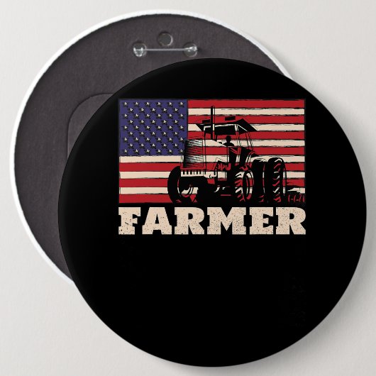 Amerikaanse vlag Tractor Ronde Button 6,0 Cm (Voorkant /achterkant)