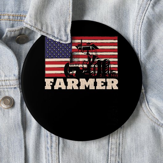 Amerikaanse vlag Tractor Ronde Button 6,0 Cm (In situ)