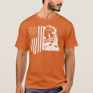 Amerikaanse vlag Train Gift for railwa T-shirt