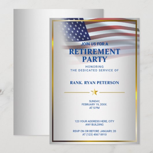 Amerikaanse vlag | Transparantie | Goud Lijst | Lu Kaart (Voorkant / Achterkant)