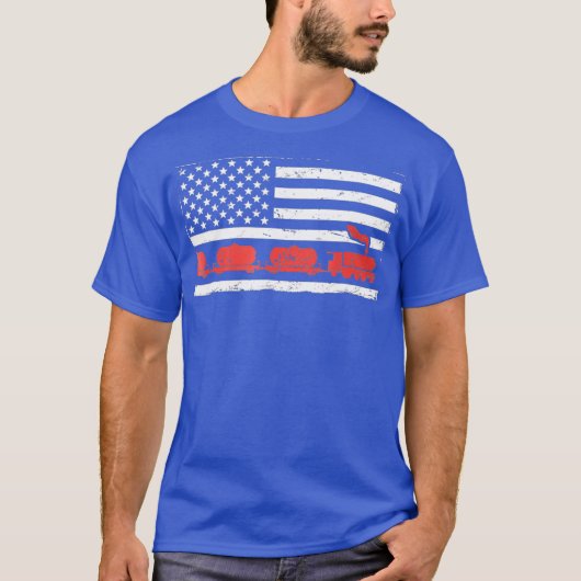 Amerikaanse vlag trein conducteur t-shirt (Voorkant)