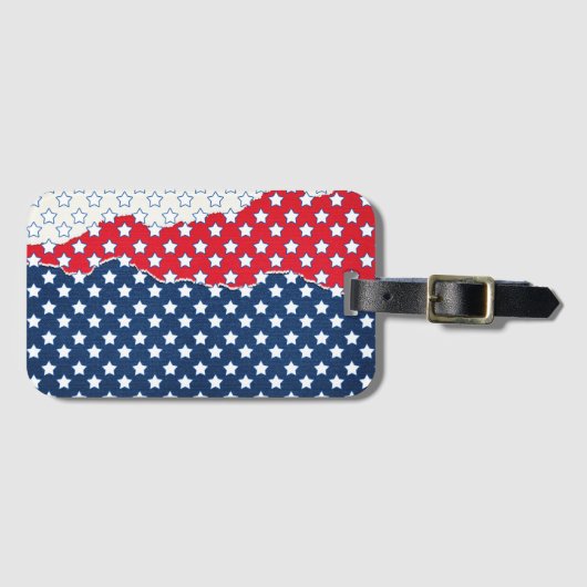 Amerikaanse vlag - Trendy Red White & Blue Stars Bagagelabel (Voorkant (horizontaal))