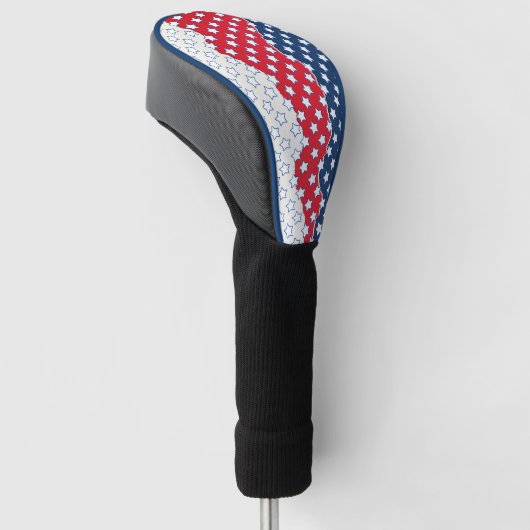 Amerikaanse vlag - Trendy Red White & Blue Stars Golfheadcover (Schuin)