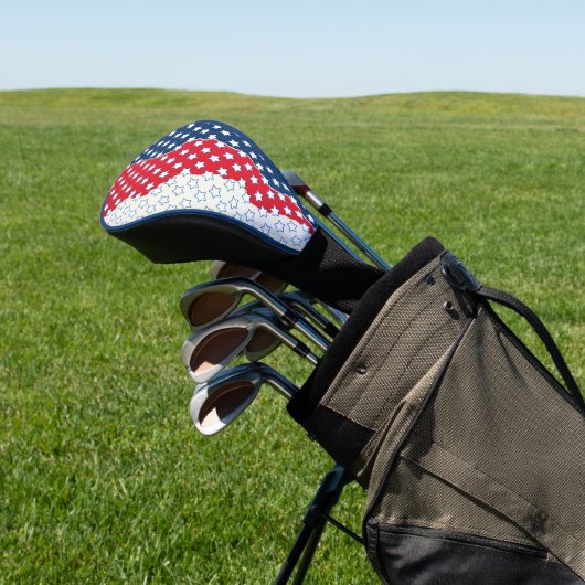 Amerikaanse vlag - Trendy Red White & Blue Stars Golfheadcover (Insitu)