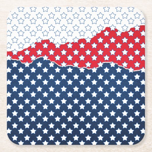 Amerikaanse vlag - Trendy Red White & Blue Stars Kartonnen Onderzetters (Voorkant)