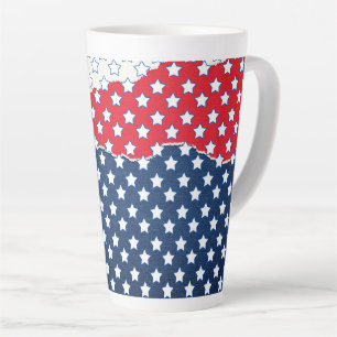 Amerikaanse vlag - Trendy Red White & Blue Stars Latte Mok
