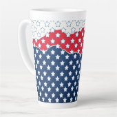 Amerikaanse vlag - Trendy Red White & Blue Stars Latte Mok (Linkerhoek)