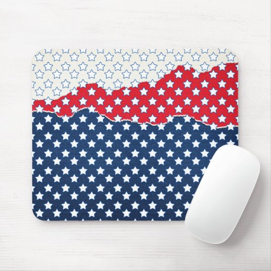 Amerikaanse vlag - Trendy Red White & Blue Stars Muismat (Met muis)