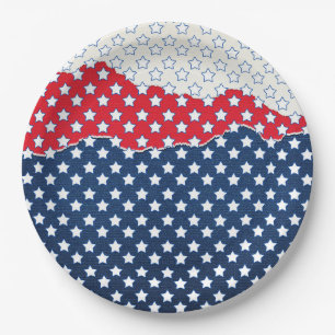 Amerikaanse vlag - Trendy Red White & Blue Stars Papieren Bordje