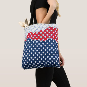 Amerikaanse vlag - Trendy Red White & Blue Stars Tote Bag