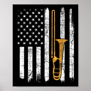 Amerikaanse Vlag Trombone - Trombonist Muziek Lief Poster