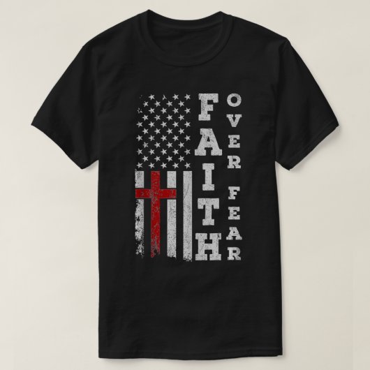 Amerikaanse vlag trots Christelijk geloof over kru T-shirt (Design voorkant)