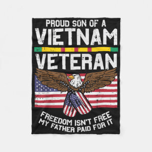 Amerikaanse vlag Trotse zoon Vietnam Veteraan Memo Fleece Deken