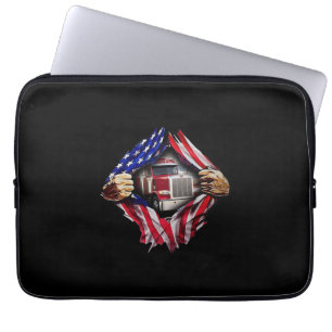 Amerikaanse Vlag Truck Trucker Bestuurder Laptop Sleeve