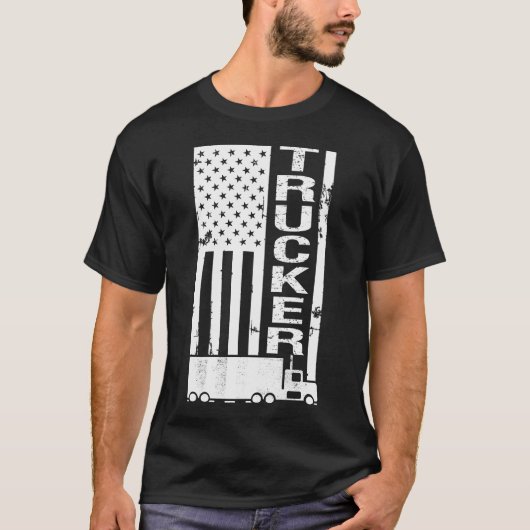 Amerikaanse vlag Trucker heeft het druk T-shirt (Voorkant)