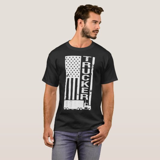 Amerikaanse vlag Trucker heeft het druk T-shirt (Voorkant volledig)