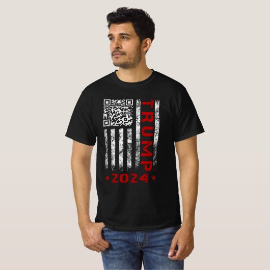 Amerikaanse vlag Trump 2024 45/47 QR Dancing Code T-shirt (Voorkant volledig)