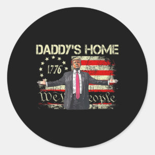 Amerikaanse vlag Trump 2024 Daddy's Home We The Pe Ronde Sticker