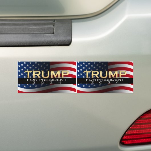 Amerikaanse vlag Trump 2024 Gold Patriotic Bumpersticker (Op auto)