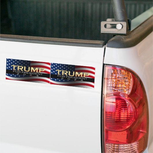 Amerikaanse vlag Trump 2024 Gold Patriotic Bumpersticker (Op Truck)