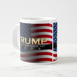 Amerikaanse vlag Trump 2024 Gold Patriotic Grote Koffiekop
