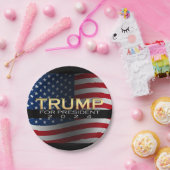 Amerikaanse vlag Trump 2024 Gold Patriotic Papieren Bordje (Feest)