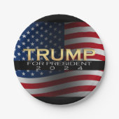 Amerikaanse vlag Trump 2024 Gold Patriotic Papieren Bordje (Voorkant)